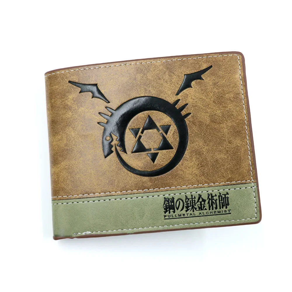 Anime demon slayer Man Bifold Wallets Khaki Card Holders Coin Purse
