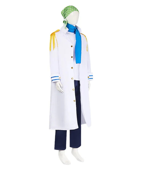 Anime One Piece Koby Cosplay Costume Full Set - Marine Captain Uniform with, Premium Halloween Stage Performance