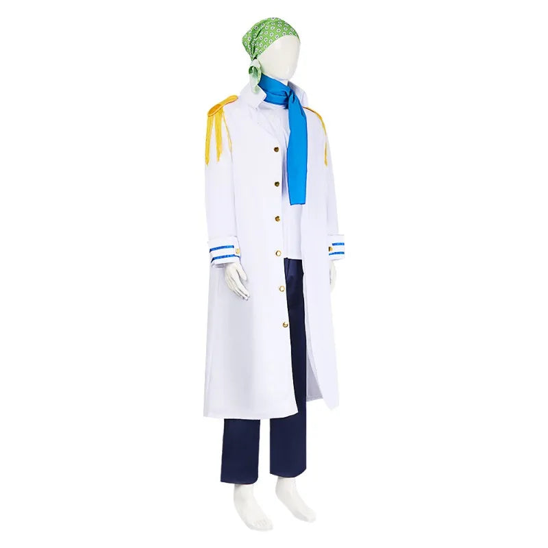 Anime One Piece Koby Cosplay Costume Full Set - Marine Captain Uniform with, Premium Halloween Stage Performance