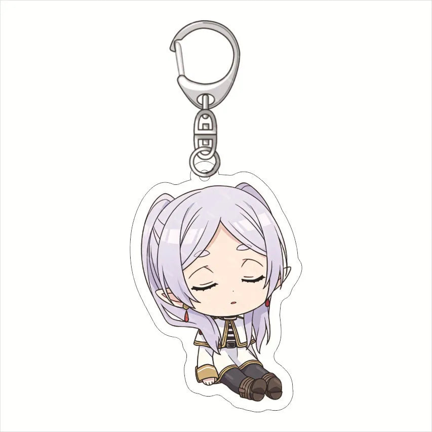 Frieren: Beyond Journey'S End Acrylic Anime Cute Keychain Jewelry Bag Pendant Gift Figure Key Ring Girl Badge Charms Wholesale