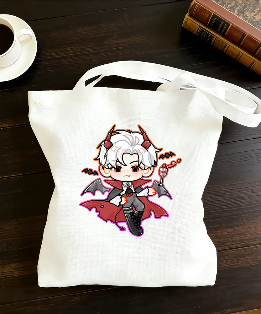 Love and Deepspace Sylus Cute Devil Print Canvas Bag 30x35/35x40CM Anime Cosplay Qinche Handbag Game Fans Gift New