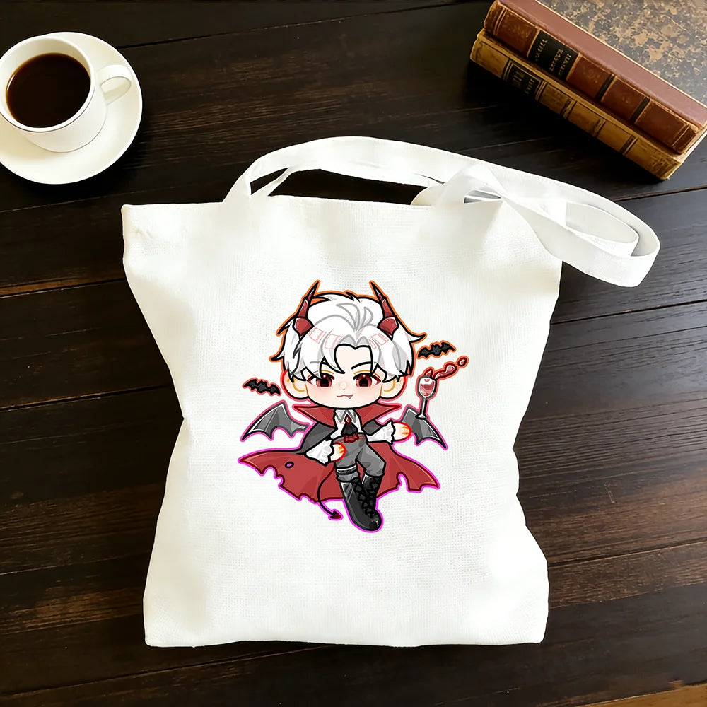 Love and Deepspace Sylus Cute Devil Print Canvas Bag 30x35/35x40CM Anime Cosplay Qinche Handbag Game Fans Gift New
