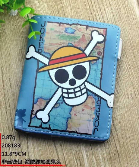 Anime One Piece Figure Wallet Luffy Purse Zoro Ace Bounty Order Skeleton Pattern Pu Kawaii Wallet Card Holder Purse