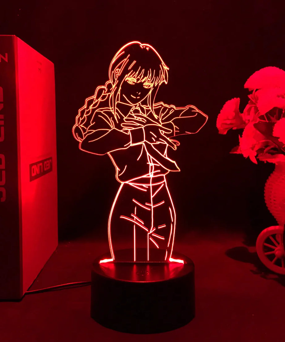 Anime Chainsaw Man Led Acrylic Stand Denji Power Makima Action Figure For Kids Bedroom Decor Nightlight Birthday