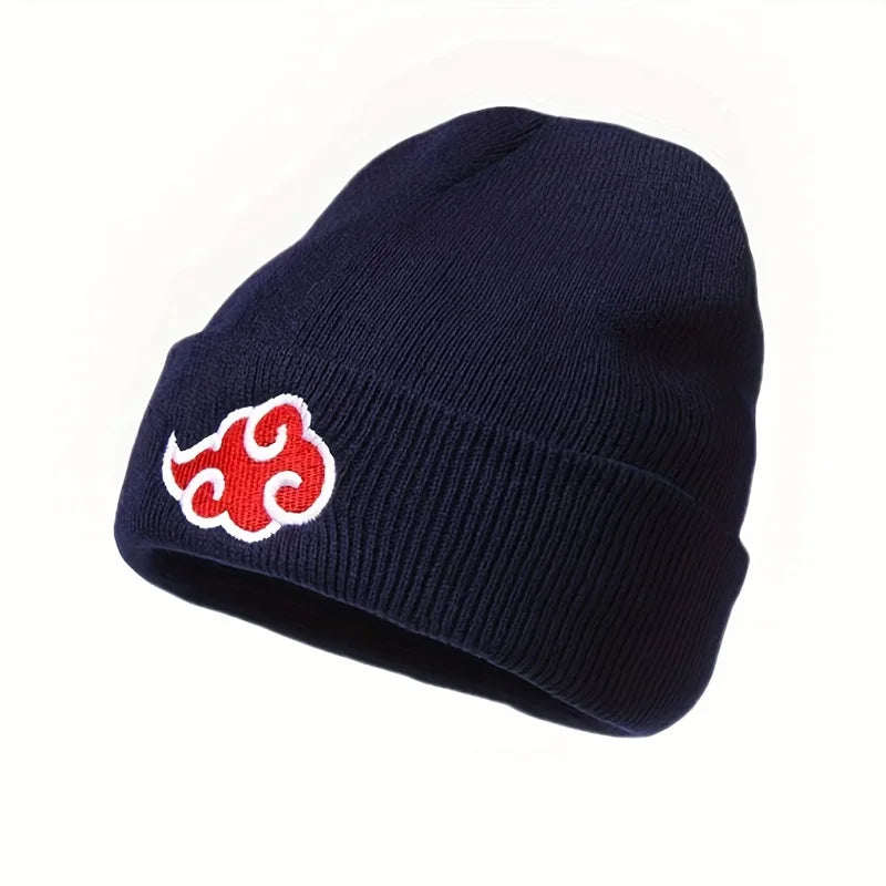 Beanies Women Autumn Winter Warm Hat Anime Akatsuki Cosplay Red Cloud Embroidery Caps For Men Knitted Bonnet Unisex