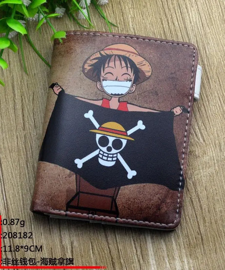 Anime One Piece Figure Wallet Luffy Purse Zoro Ace Bounty Order Skeleton Pattern Pu Kawaii Wallet Card Holder Purse