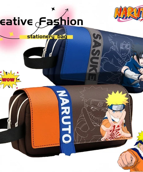 Naruto Sasuke Pencil Case Anime Personality Fashion Three-Layer Large Capacity Multifunctional Pencil Box for Boys
