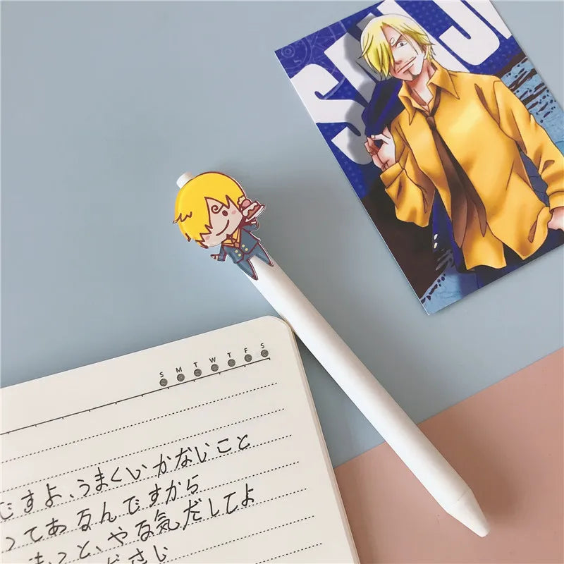 One Piece Neutral Pen Press Bullet Luffy Anime Adventure Black Office Writing Signature Pen Stationery School Supplies