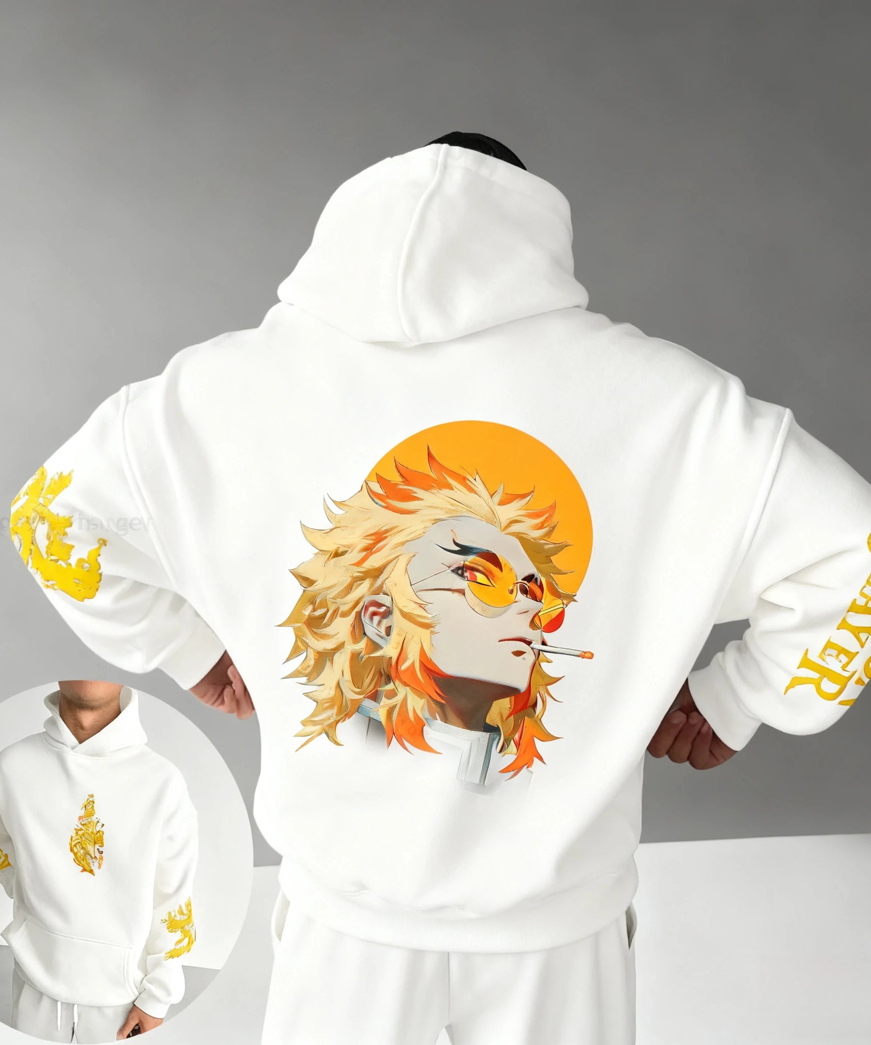 Demon Slayer Anime Autumn/Winter Men's New Rengoku Kyoujurou Printed Loose Casual Harajuku Parent Child Sweater Top