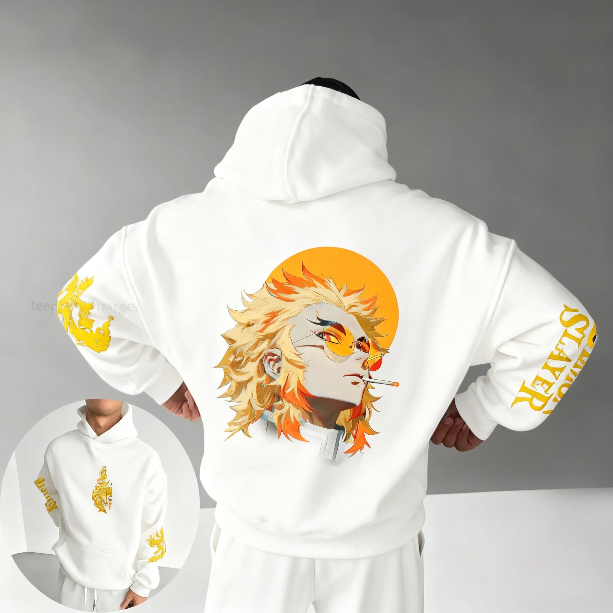 Demon Slayer Anime Autumn/Winter Men's New Rengoku Kyoujurou Printed Loose Casual Harajuku Parent Child Sweater Top