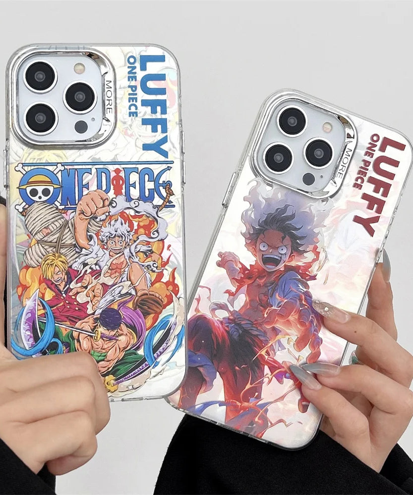 Anime One Piece Luffy Zoro Phone Case For iPhone 11 12 13 14 15 16 Pro Max Electroplated Camera Protector Cover