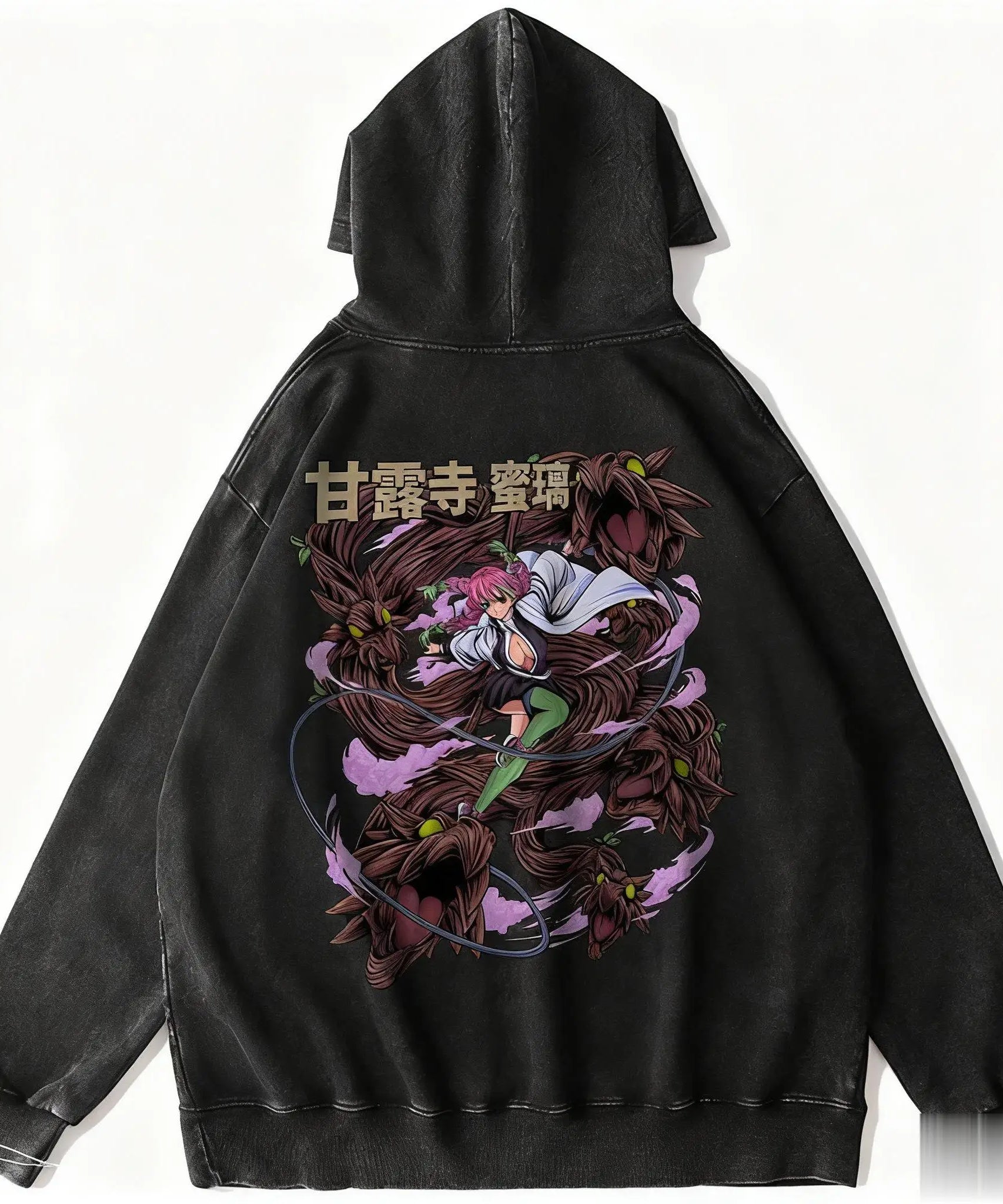 Harajuku Anime Hoodie Demon Slayer Vintage Washed Men Women Pullover Streetwear Casual Hooded Sweatshirt Y2k Top Cosplay Winter
