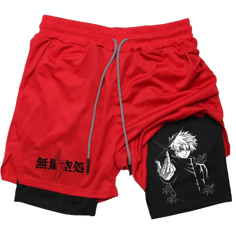 Jujutsu Kaisen Satoru Gojo 2-in-1 Compression Gym Shorts – Quick-Dry Activewear 5