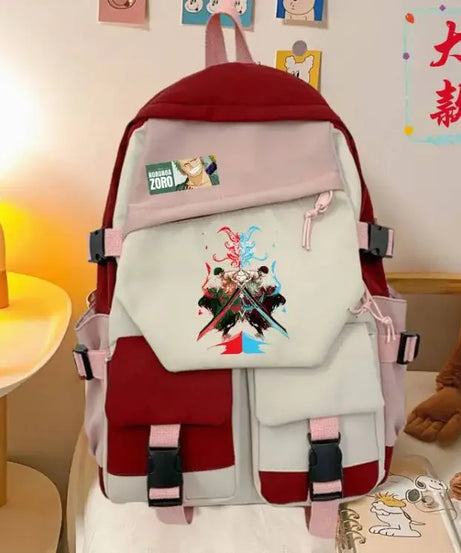 anime One Piece Luffy Zoro anime backpack large capacity student school bag male campus Korean version backpack birthday gift