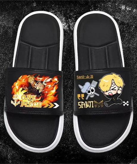One Piece Anime Luffy Zoro Nami  Pattern New Slippers Men and Women Fashionable Flat Outdoor Comfortable Sandals Gift