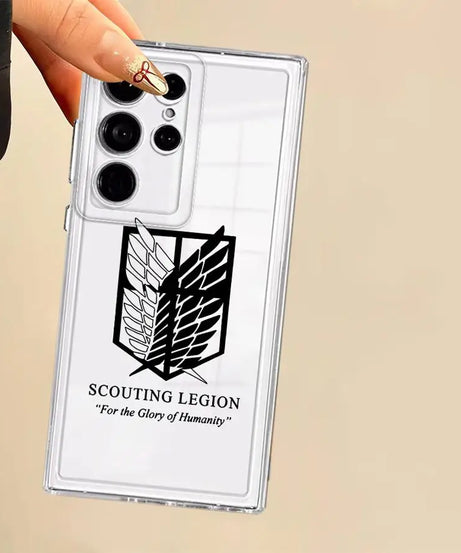 Clear Soft Case for Samsung Galaxy Note 10 20 Ultra S25 Ultra S21 S23 S24 FE S10 Plus S22 S20 Attack On T-Titan Logo