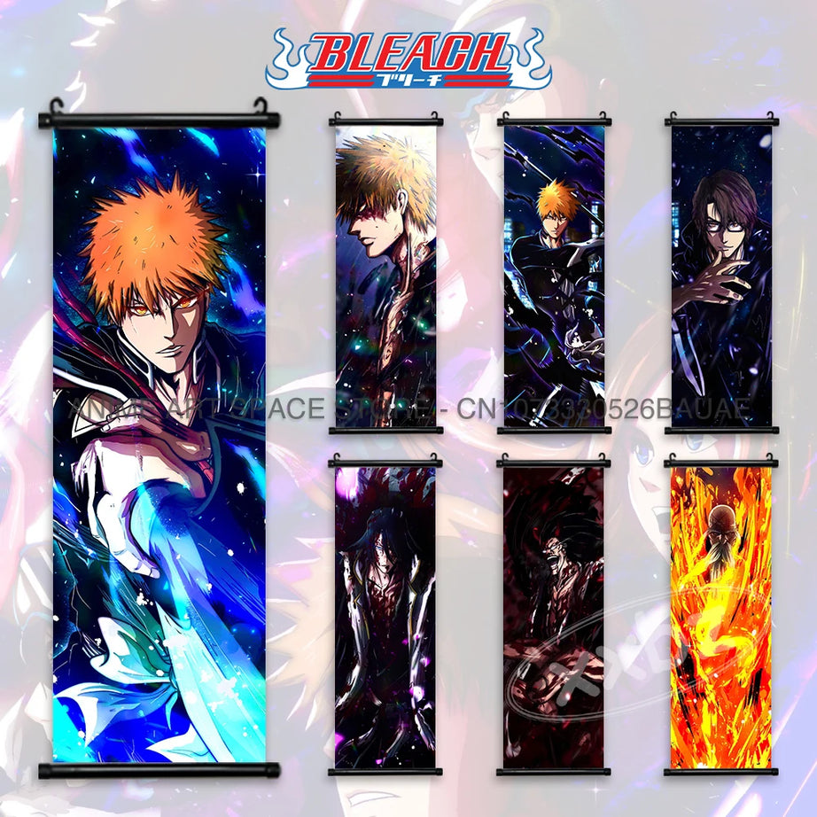 Bleach Hanging Painting Kuchiki Rukia Wall Art Kurosaki Ichigo Anime Poster Hitsugaya Toushirou Canvas Home Decor Scroll Picture