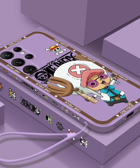 One Piece Chopper Cute Girl Liquid Left Rope For Samsung Galaxy S24 S23 S22 S21 S20 FE S10 Ultra Plus Lite 5G Cover Funda