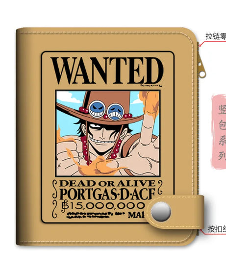 Anime One Piece Figure Wallet Luffy Purse Zoro Ace Bounty Order Skeleton Pattern Pu Kawaii Wallet Card Holder Purse