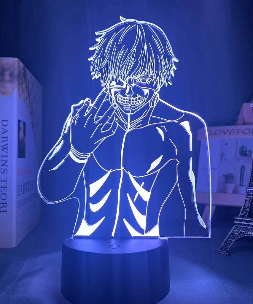 Anime Tokyo Ghoul Glowing Acrylic Stand Ken Kaneki Figure Nightlight for Reading Room Decor Light Gift for Birthday Table Lamp