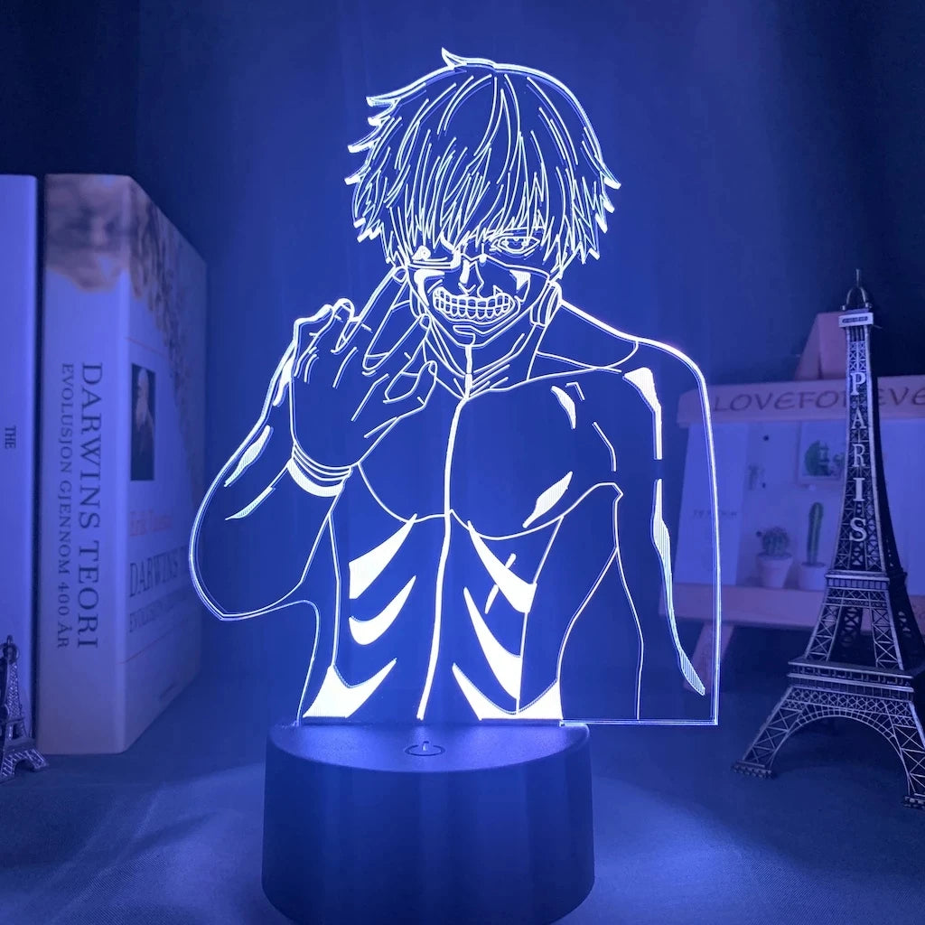 Anime Tokyo Ghoul Glowing Acrylic Stand Ken Kaneki Figure Nightlight for Reading Room Decor Light Gift for Birthday Table Lamp