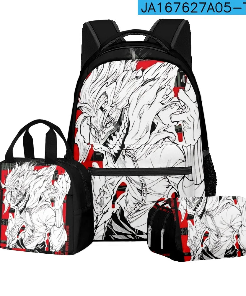 Luxury Popular Novelty DANDADAN 3D Printed 3pcs/Set student School Bags Travel Notebook Backpack Lunch bag Pencil Case