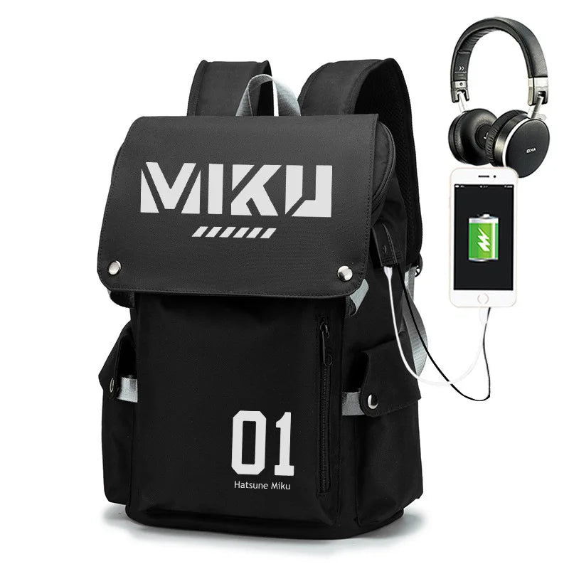 New Hatsune Anime Backpack Student School Shoulder Bag Business Multifunctional Large Capacity Computer Bag Travel Backpack