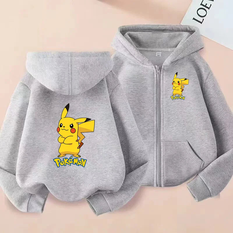 Kids Pikachu Anime Zipper Hoodie – Electric Mouse Print Cardigan Sweatshirt 4