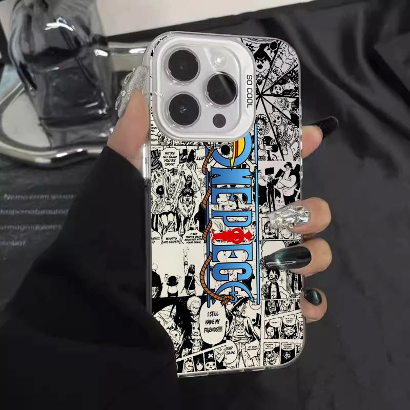 One Piece Logo iPhone 15 14 13 12 11 8 7 XS XR X Pro Max Plus  Case - Silver/Colorful