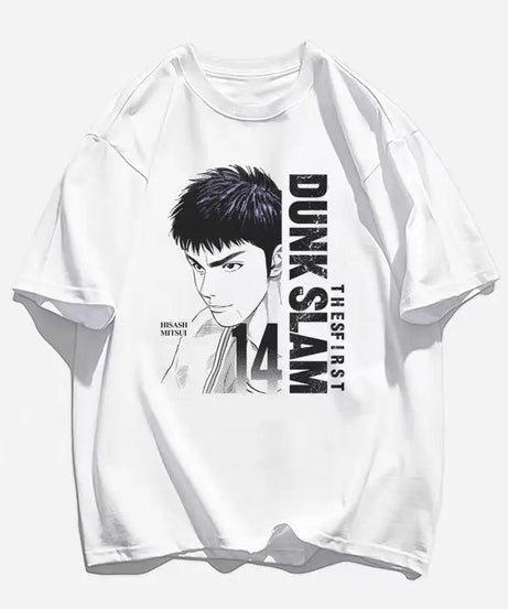 Slam Dunk anime peripheral kawaii white t-shirt versatile Shohoku team uniform Sakuragi Hanamichi Akagi Haruko summer top gift