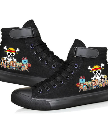 New Style Animation One Piece Luffy Autumn and Winter High Top Students Leisure Sports Shoes Breathable Non-slip Shoes Gifts