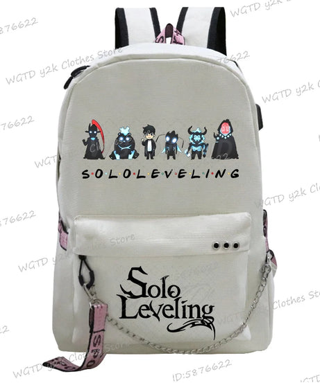 Cute Funny Solo Leveling Anime School Backpack for Teenager Bookbag Fashion Student Zipper Travel Rucksack Women Men Back Pack