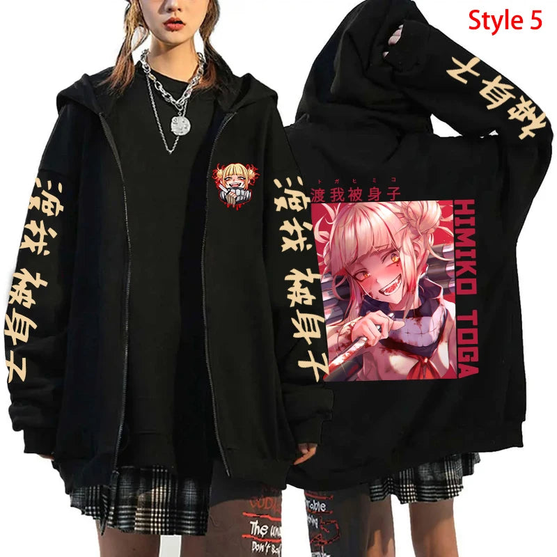 My Hero Academia Himiko Toga Graphic Zip-Up Hoodie Harajuku Streetwear 3