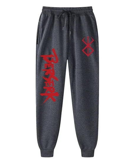 Men's berserk animated printed sportswear pants sports jogging pants casual polar lining pocket pants