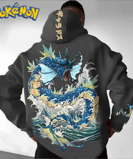 Pokémon Men's Hoodie Autumn/Winter Anime Gyarados Cool Print Loose Street Casual Daily Wear Original Jumper Top