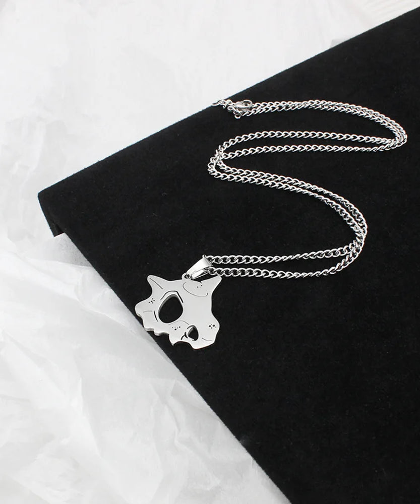 Anime Pokemon Cubone Mask Necklace Dinosaur Pendant Caracalla Necklaces Stainless Steel Design Kawaii Jewelry Gift