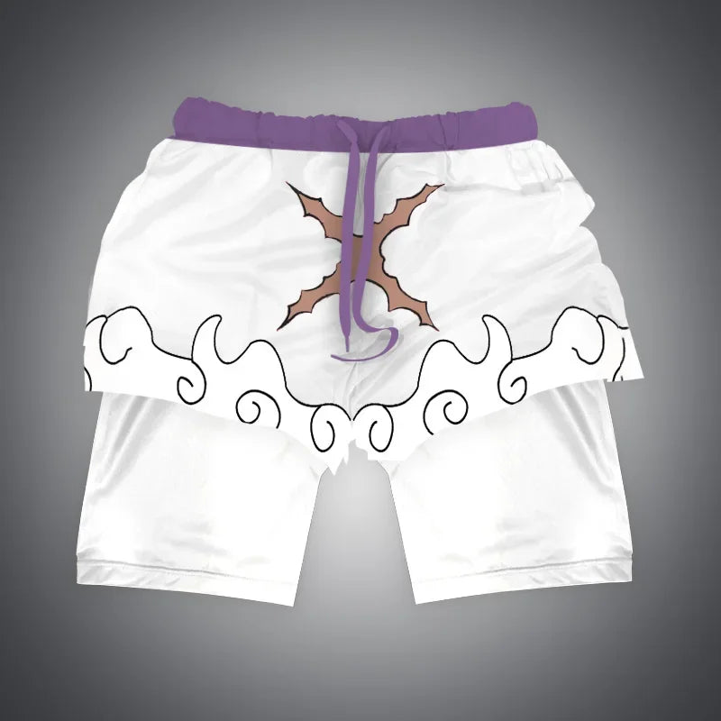 One Piece x Naruto x Dragon Ball 2-in-1 Men’s Gym Shorts – Quick-Dry & Breathable Sportswear