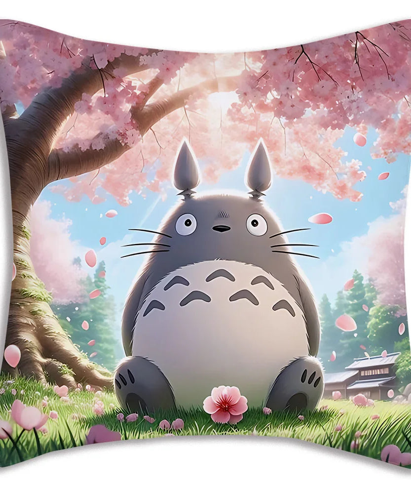 Anime T-TotoroS Kawaii Pillow Covers Cartoon Sofa Decorative Home Double-sided Printing Short Plush Cute Cushion Cover