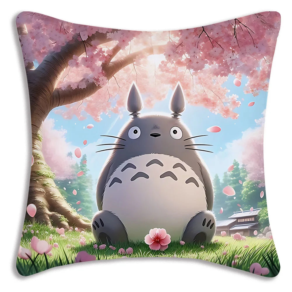 Anime T-TotoroS Kawaii Pillow Covers Cartoon Sofa Decorative Home Double-sided Printing Short Plush Cute Cushion Cover