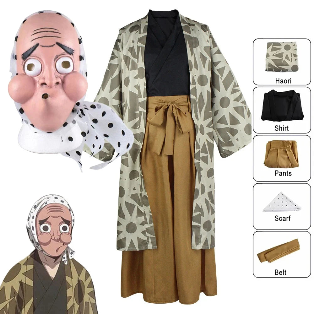 Anime Demon Slayer Hotaru Haganezuka Cosplay Costume – Kimono & Mask Set