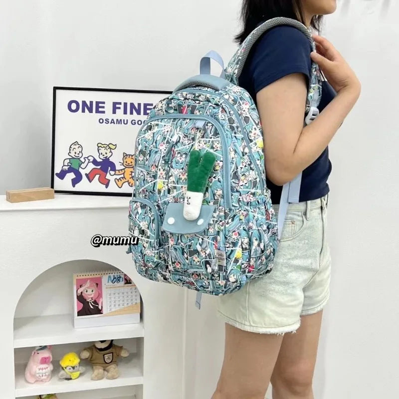 Hatsune Miku New Bag Junior High Student Large Capacity High School Student Girls Middle School Backpack Holiday Gift