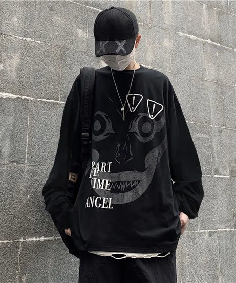 Anime One Piece Monkey D. Luffy Spring and Autumn New Loose Boys' Long Sleeve Cartoon Student T-shirt Clothes