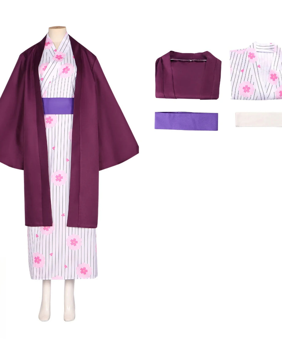 Demon Slayer Anime Peripheral Makomo Kanroji Mitsuri Kokushibo Nakime Costume  Style Kimono Cos Outfit Halloween Party
