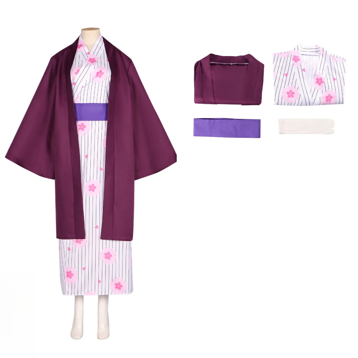 Demon Slayer Anime Peripheral Makomo Kanroji Mitsuri Kokushibo Nakime Costume  Style Kimono Cos Outfit Halloween Party