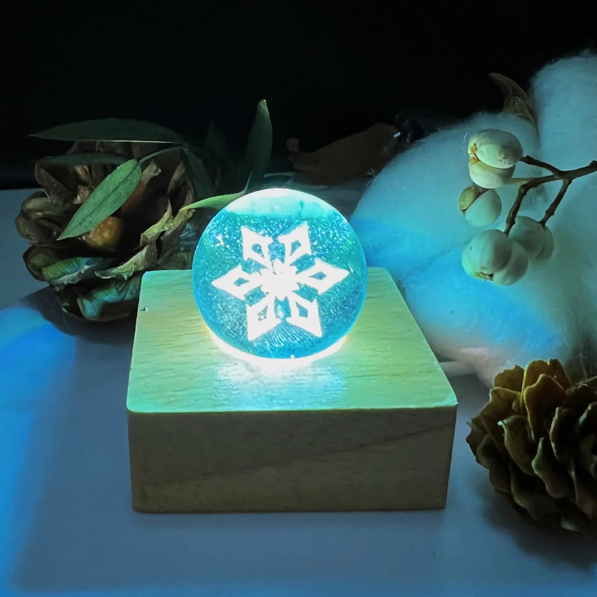Genshin Impact Seven Elements Crystal Glass Ball 3D Three-dimensional Laser Engraving and Translucent Single Crystal Ball Game
