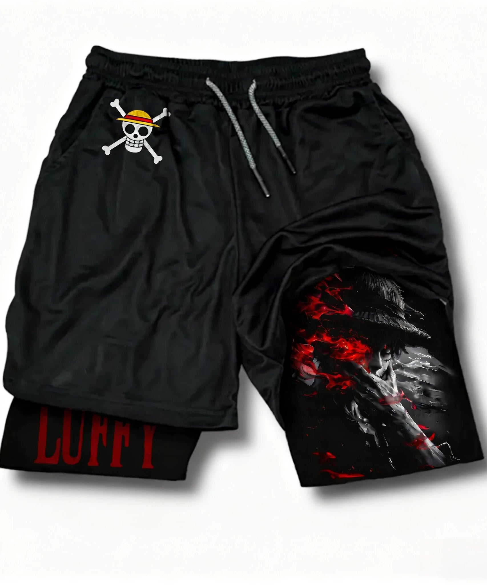 One Piece Anime New Printed 2-in-1 Sports Shorts Summer Street Trendy Fashion Fitness Swimming Hiking Double Layer Shorts