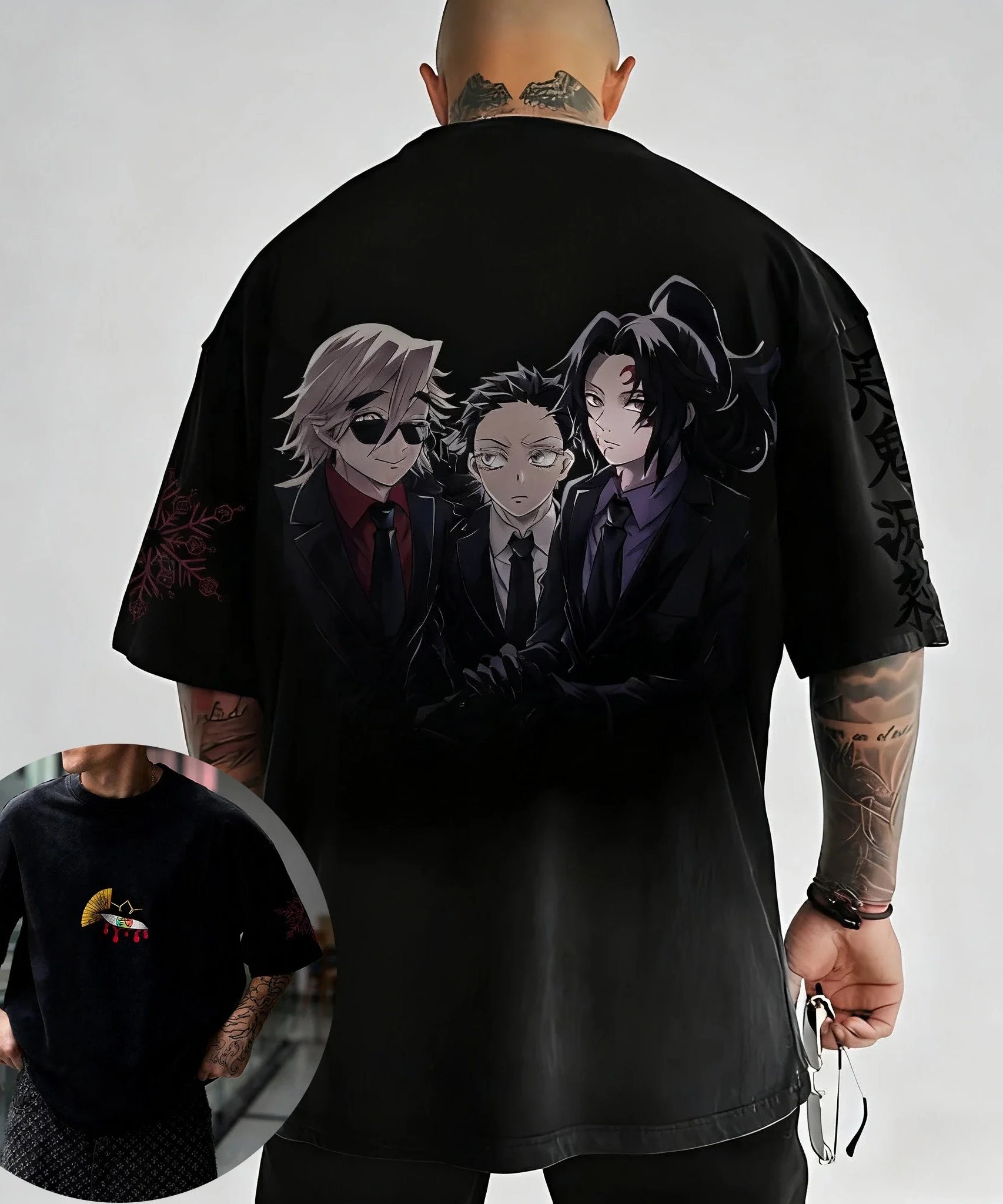 Demon Slayer Corps 9 Hashira Anime Printed T-shirt Men's Summer New Harajuku Large Size Trendy Casual Loose Parent Child Top