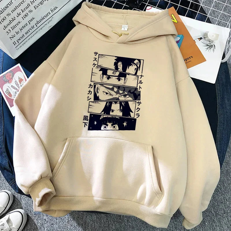 Anime Naruto Akatsuki Graphic Oversized Hoodie – Harajuku Casual Pullover Sweatshirt for Women 4