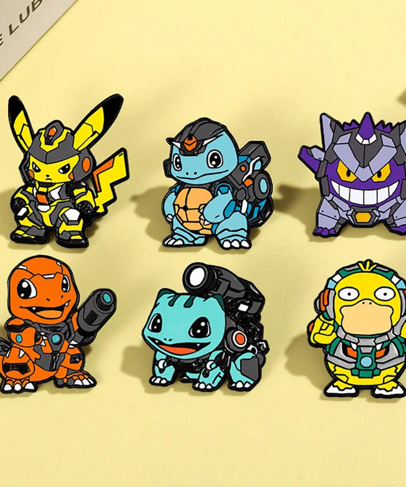 Anime Pokemon Enamel Pins Pikachu Squirtle Gengar Funny Cosplay Brooches Badges Lapel Pin Collection for Fans Accessory