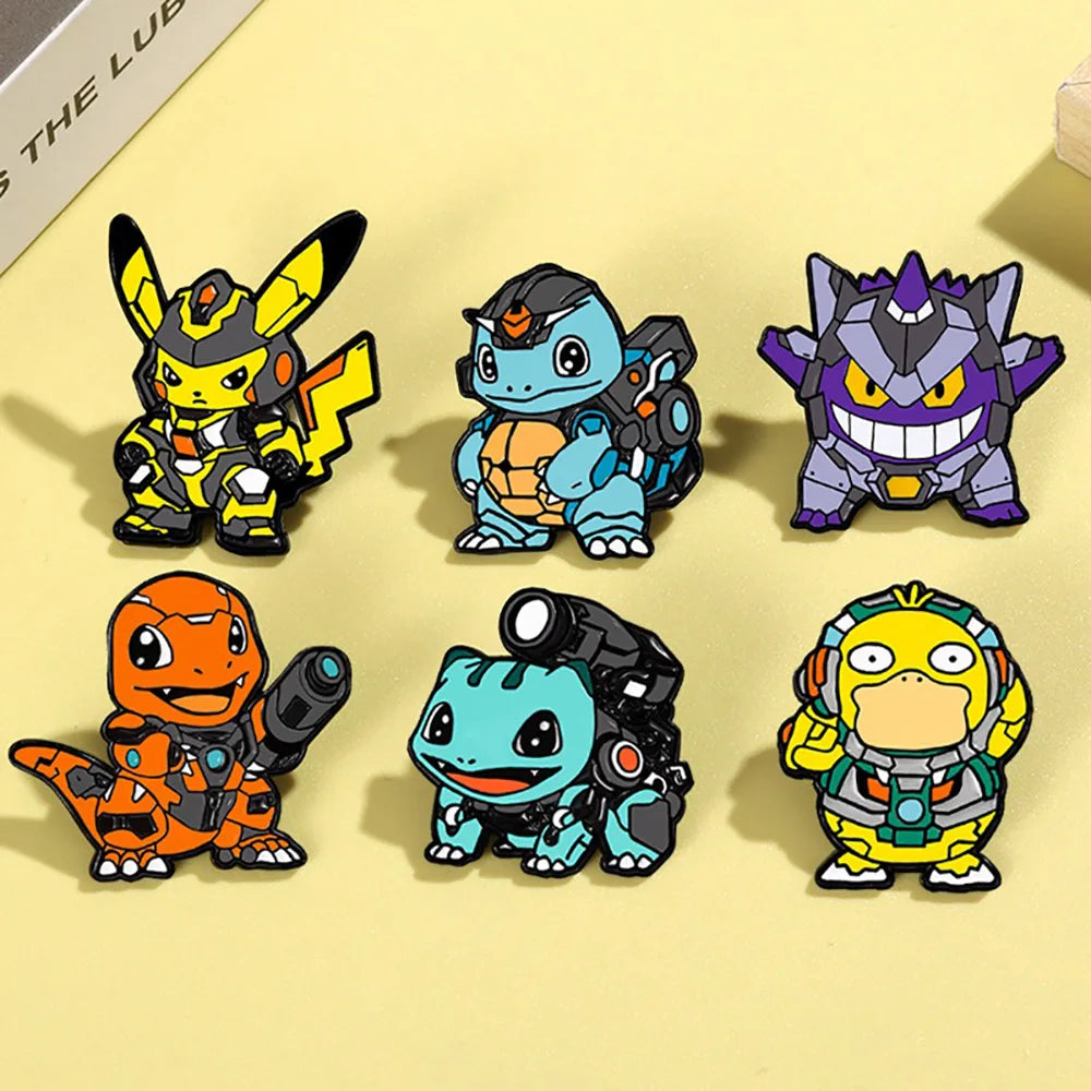 Anime Pokemon Enamel Pins Pikachu Squirtle Gengar Funny Cosplay Brooches Badges Lapel Pin Collection for Fans Accessory